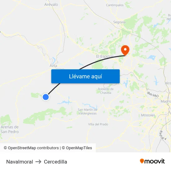 Navalmoral to Cercedilla map