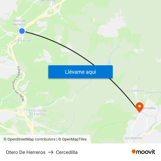 Otero De Herreros to Cercedilla map