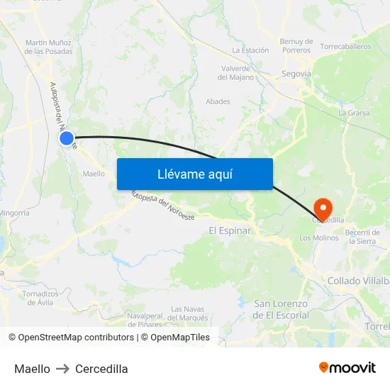 Maello to Cercedilla map