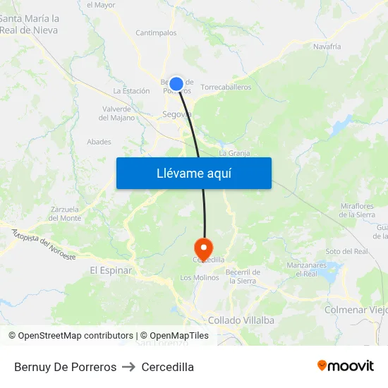 Bernuy De Porreros to Cercedilla map