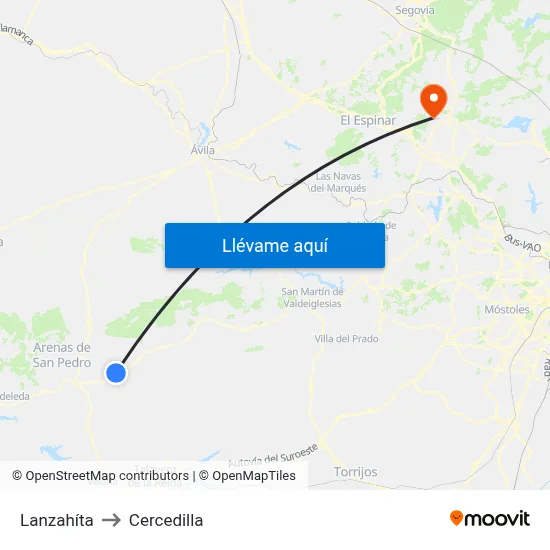 Lanzahíta to Cercedilla map