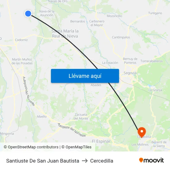 Santiuste De San Juan Bautista to Cercedilla map