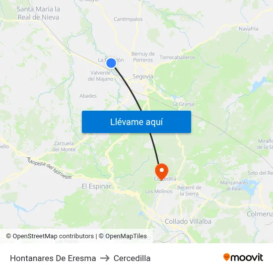 Hontanares De Eresma to Cercedilla map