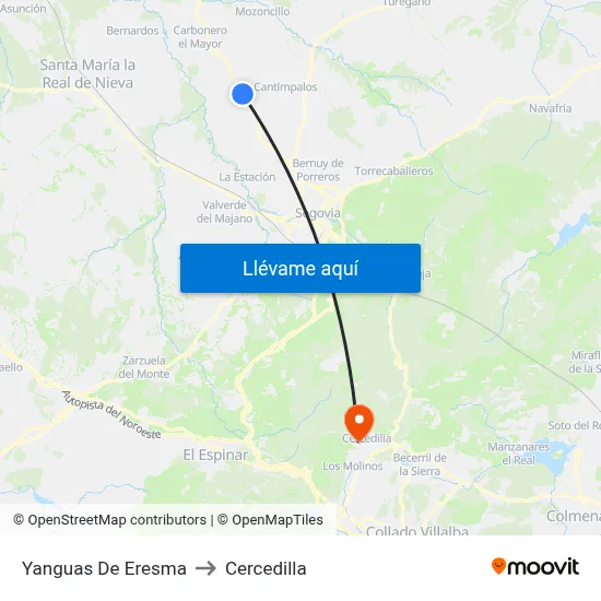 Yanguas De Eresma to Cercedilla map