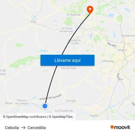 Cebolla to Cercedilla map