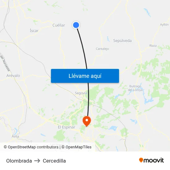 Olombrada to Cercedilla map