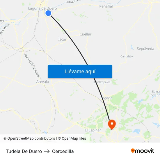 Tudela De Duero to Cercedilla map