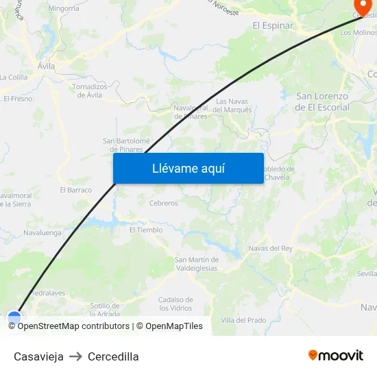 Casavieja to Cercedilla map