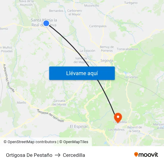 Ortigosa De Pestaño to Cercedilla map
