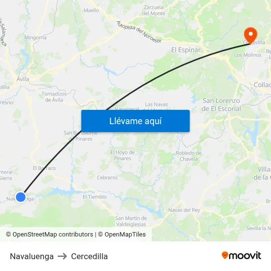 Navaluenga to Cercedilla map