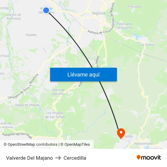 Valverde Del Majano to Cercedilla map