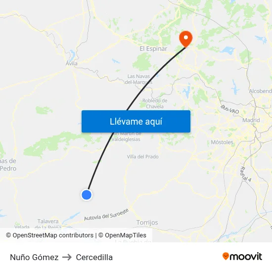 Nuño Gómez to Cercedilla map
