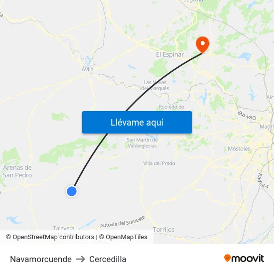 Navamorcuende to Cercedilla map