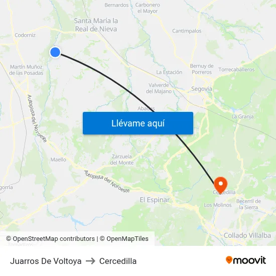 Juarros De Voltoya to Cercedilla map