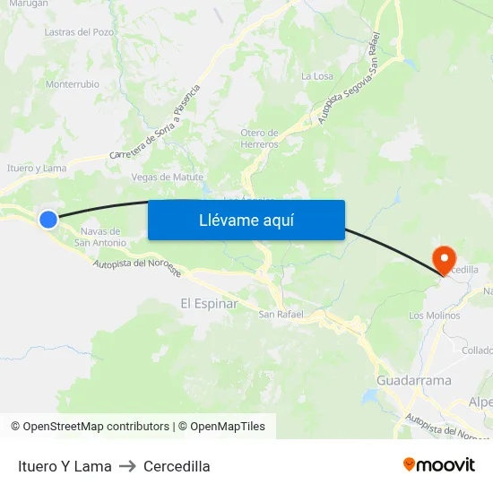 Ituero Y Lama to Cercedilla map