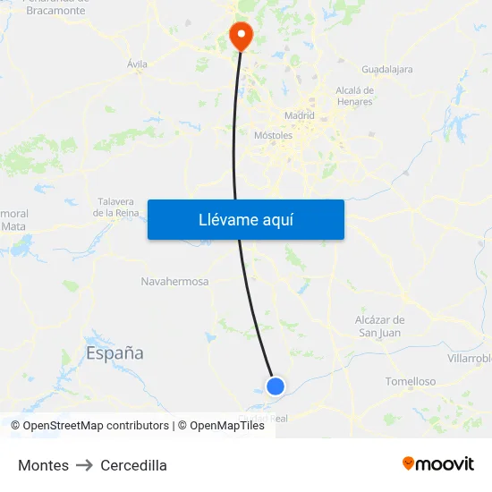 Montes to Cercedilla map