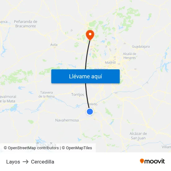 Layos to Cercedilla map