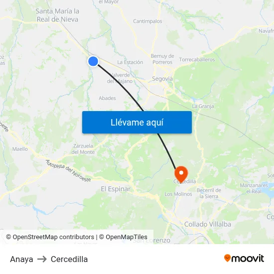 Anaya to Cercedilla map