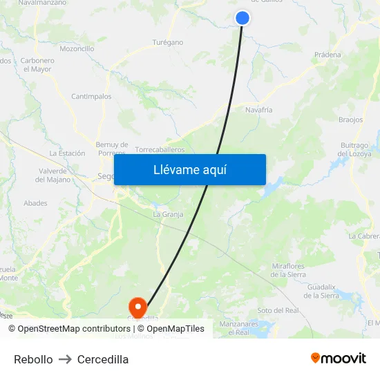 Rebollo to Cercedilla map