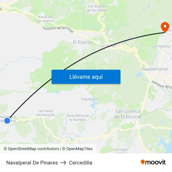Navalperal De Pinares to Cercedilla map