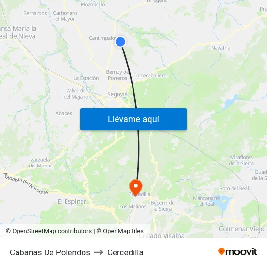 Cabañas De Polendos to Cercedilla map