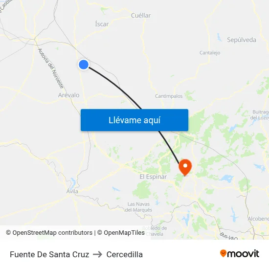 Fuente De Santa Cruz to Cercedilla map