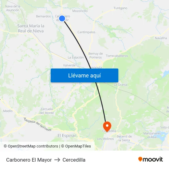 Carbonero El Mayor to Cercedilla map