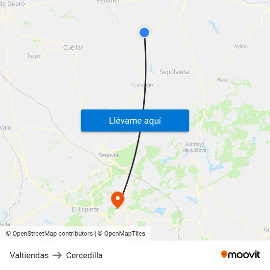 Valtiendas to Cercedilla map