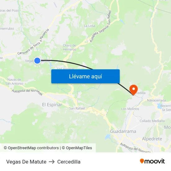 Vegas De Matute to Cercedilla map