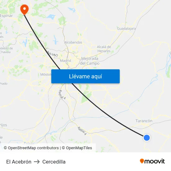 El Acebrón to Cercedilla map
