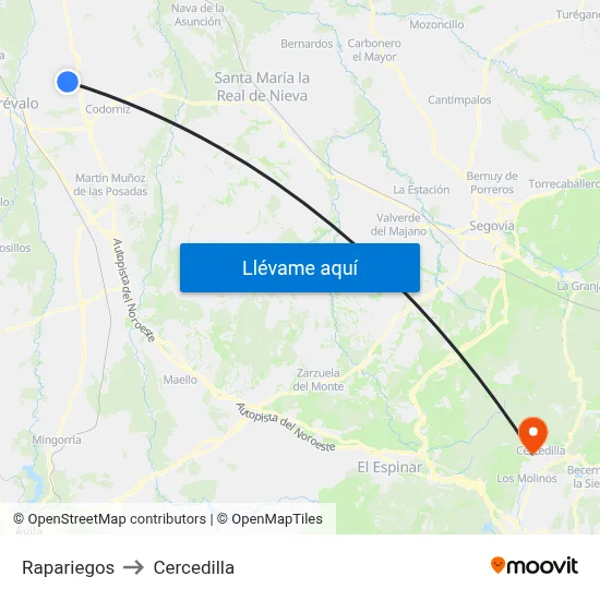 Rapariegos to Cercedilla map