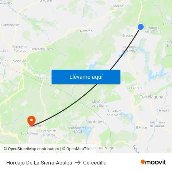 Horcajo De La Sierra-Aoslos to Cercedilla map