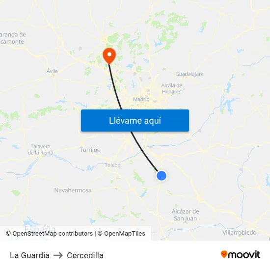 La Guardia to Cercedilla map