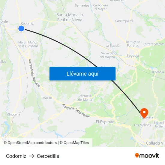Codorniz to Cercedilla map