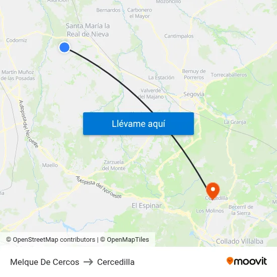 Melque De Cercos to Cercedilla map