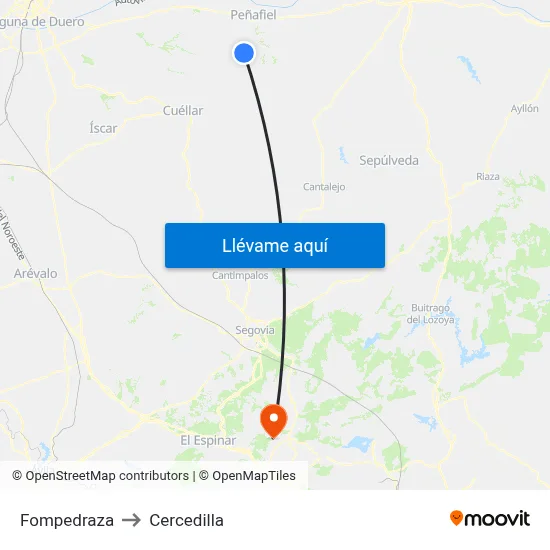Fompedraza to Cercedilla map