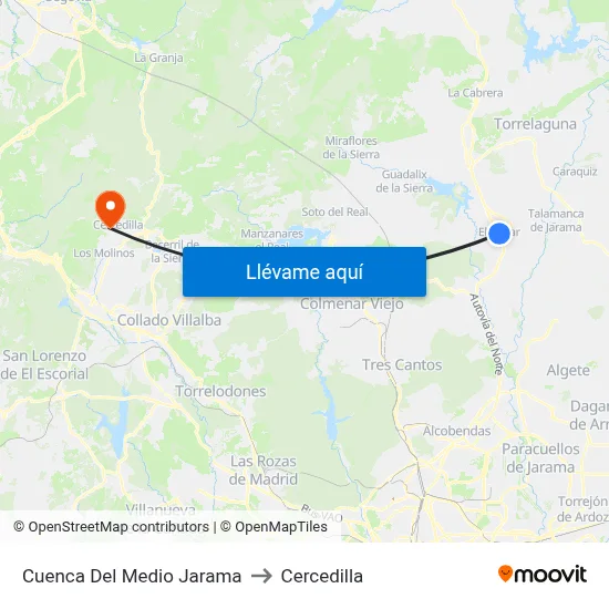 Cuenca Del Medio Jarama to Cercedilla map