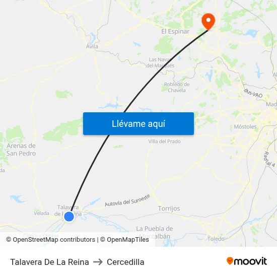 Talavera De La Reina to Cercedilla map