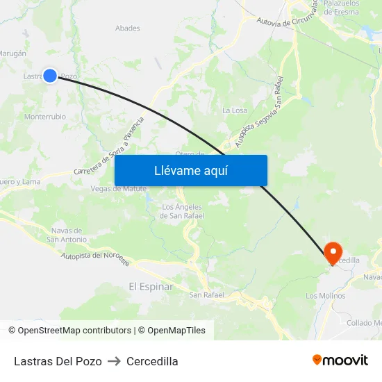Lastras Del Pozo to Cercedilla map