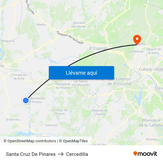Santa Cruz De Pinares to Cercedilla map