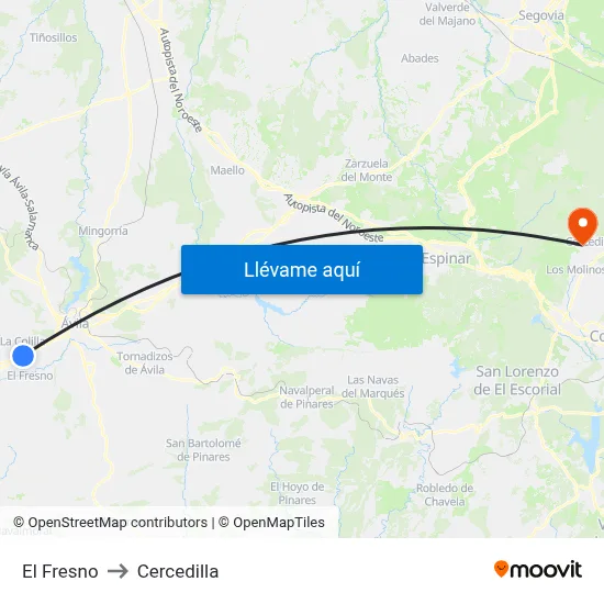 El Fresno to Cercedilla map