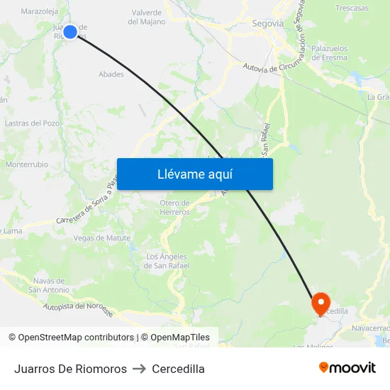 Juarros De Riomoros to Cercedilla map
