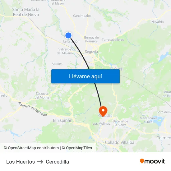 Los Huertos to Cercedilla map