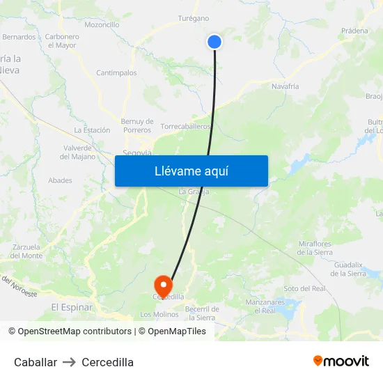 Caballar to Cercedilla map