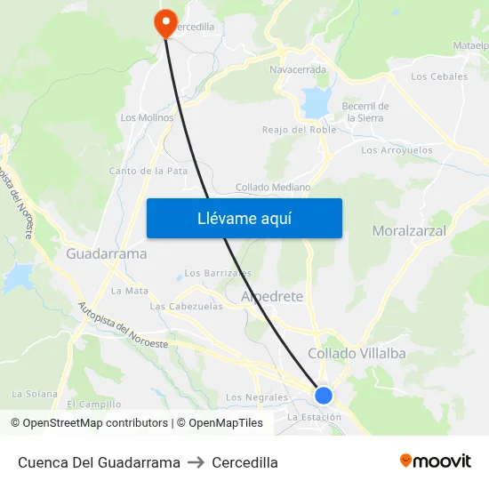 Cuenca Del Guadarrama to Cercedilla map