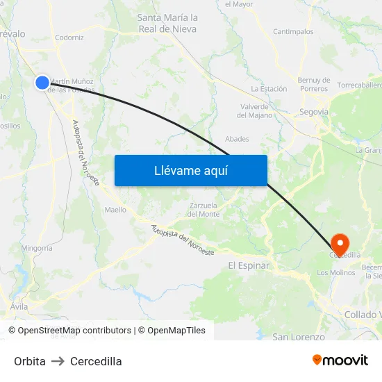 Orbita to Cercedilla map