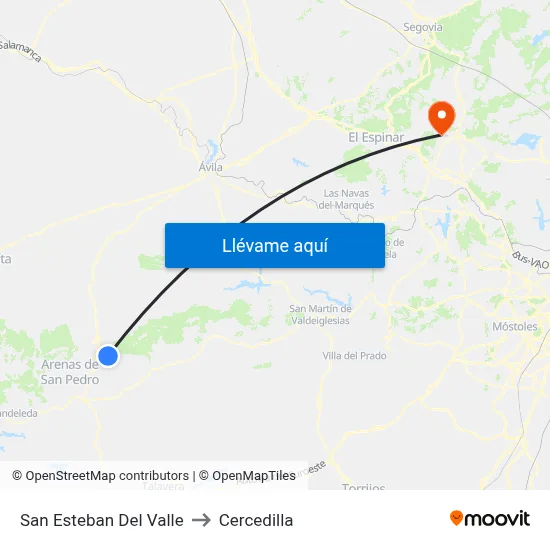 San Esteban Del Valle to Cercedilla map