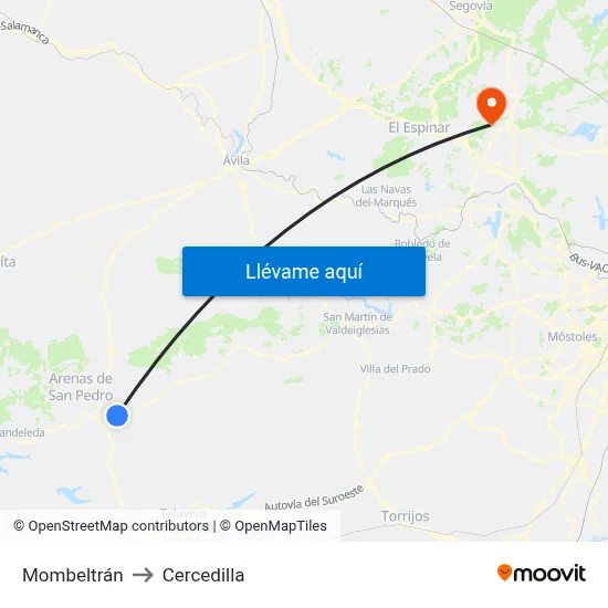 Mombeltrán to Cercedilla map