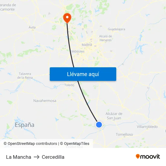 La Mancha to Cercedilla map
