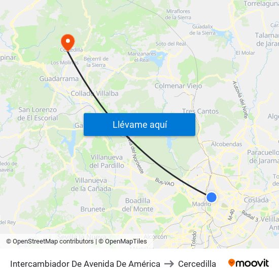 Intercambiador De Avenida De América to Cercedilla map